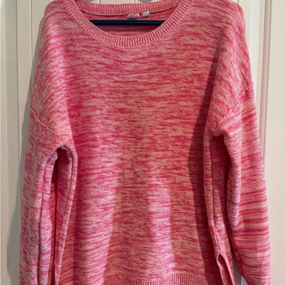 GAP Women's Marled Pink Crew Neck Sweater